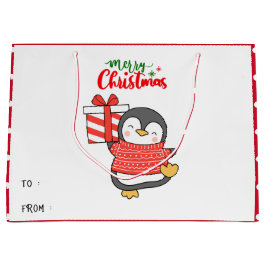 Cute Penguin Merry Kerstmis Groot Cadeauzakje