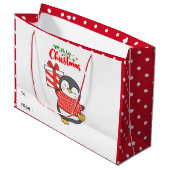 Cute Penguin Merry Kerstmis Groot Cadeauzakje (Voorkant Gekanteld)