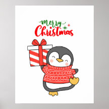 Cute Penguin Merry Kerstmis