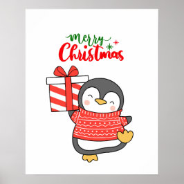 Cute Penguin Merry Kerstmis Poster