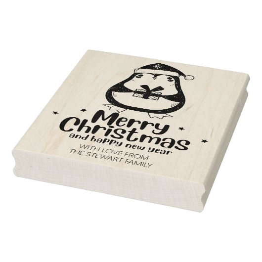 Cute Penguin Merry Kerstmis Rubberstempel (Stempel)