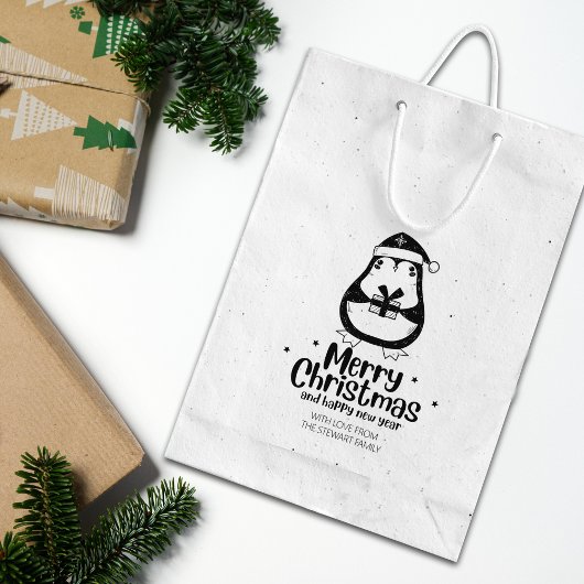 Cute Penguin Merry Kerstmis Rubberstempel