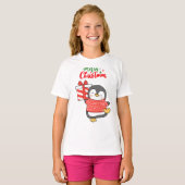 Cute Penguin Merry Kerstmis T-shirt (Voorkant volledig)