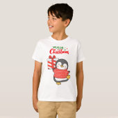 Cute Penguin Merry Kerstmis T-shirt (Voorkant volledig)