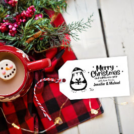 Cute Penguin Merry-Label voor kerstcadeaus Rubberstempel