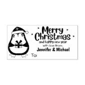 Cute Penguin Merry-Label voor kerstcadeaus Rubberstempel (Afrduk)