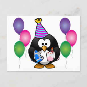Cute Penguin met ballon Briefkaart