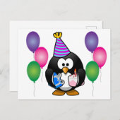 Cute Penguin met ballon Briefkaart (Voorkant / Achterkant)