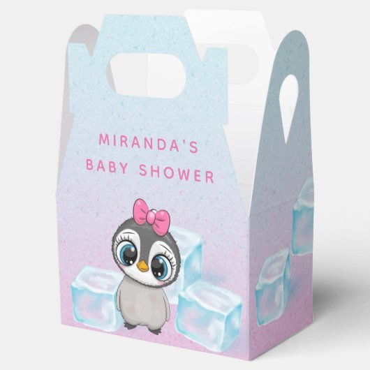 Cute Penguin met Big Eyes Ice Baby girl Shower Bedankdoosjes (Geopend)