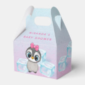 Cute Penguin met Big Eyes Ice Baby girl Shower Bedankdoosjes (Voorkant Zijde)