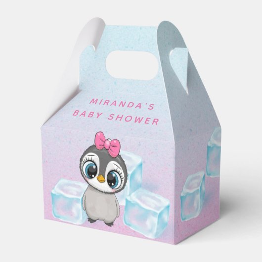 Cute Penguin met Big Eyes Ice Baby girl Shower Bedankdoosjes (Voorkant Zijde)