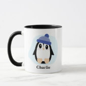 Cute Penguin met Blue Pet Kerstmis Mok (Links)