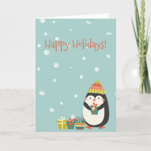 Cute Penguin met Cadeaus   Kerstmis Feestdagen Kaart