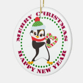 Cute Penguin met Candy Cane Heart Keramisch Ornament (Links)