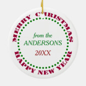 Cute Penguin met Candy Cane Heart Keramisch Ornament (Achterkant)