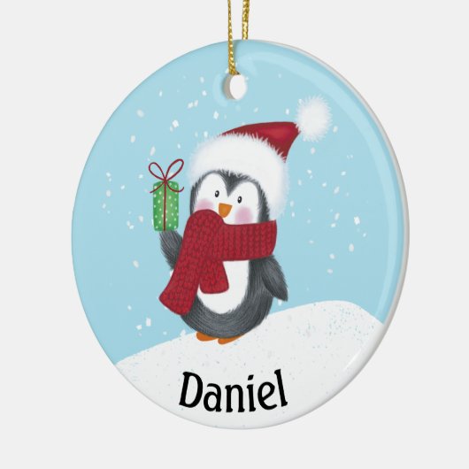Cute Penguin met de naam keramisch Ornament (Links)