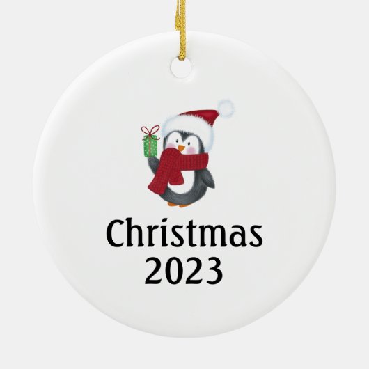 Cute Penguin met de naam keramisch Ornament (Achterkant)
