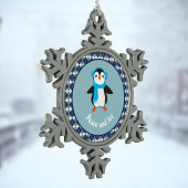 Cute Penguin met Earmuffs Peace and Joy Tin Sneeuwvlok Ornament