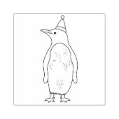 Cute Penguin met een Santa Hat Line Art Rubberstempel (Afrduk)