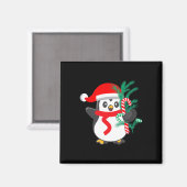 Cute Penguin met een snoepriet voor kerstmis Magneet (Voorkant / Achterkant)