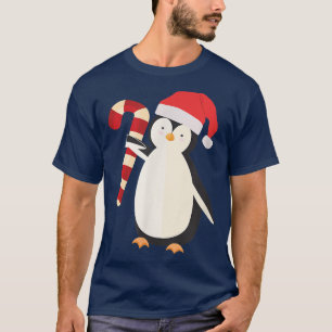 Cute Penguin met een snoepriet voor kerstmis T-shirt