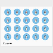 Cute Penguin met hart op Turquoise Hartelijk dank Ronde Sticker (Vel)