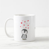 Cute Penguin met harten Penguin-minnaar Aangepaste Koffiemok (Links)