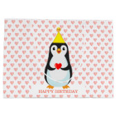 Cute Penguin met Heart Pattern Groot Cadeauzakje (Achterkant)