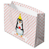 Cute Penguin met Heart Pattern Groot Cadeauzakje (Achterkant Gekanteld)