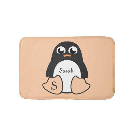 Cute Penguin met Jouw naam Badmat (Voorkant)