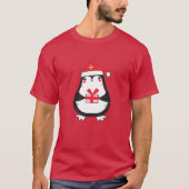Cute Penguin met kerstcadeau T-shirt (Voorkant)