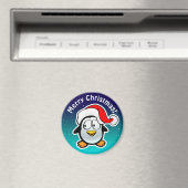 Cute Penguin met kerstPet Cartoon Magneet (Insitu (Vaatwasser))