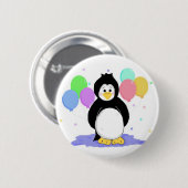 Cute Penguin met Party Balloons Ronde Button 5,7 Cm (Voorkant /achterkant)