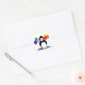 Cute Penguin met Party Balloons Vierkante Sticker (Envelop)
