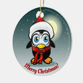 Cute Penguin met Pet-Cartoon met Xmas Keramisch Ornament (Links)