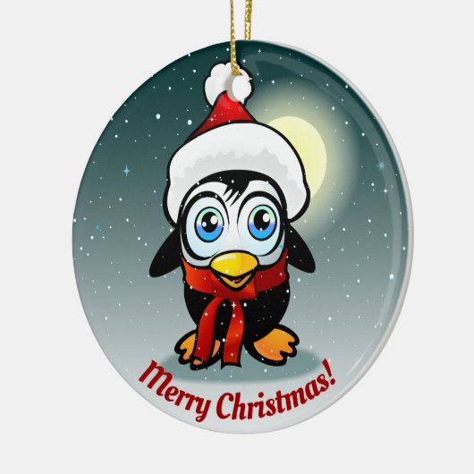 Cute Penguin met Pet-Cartoon met Xmas Keramisch Ornament (Links)
