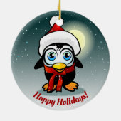 Cute Penguin met Pet-Cartoon met Xmas Keramisch Ornament (Achterkant)