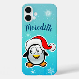 Cute Penguin met Santa Claus Pet Cartoon iPhone 16 Plus Hoesje