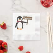 Cute Penguin met Scarf & Wooden Sign Servetten (Insitu)