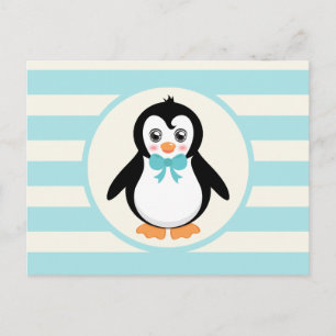 Cute Penguin met Turquoise Bowtie Briefkaart