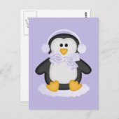 Cute Penguin met White Bow Briefkaart (Voorkant / Achterkant)