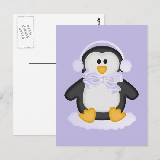 Cute Penguin met White Bow Briefkaart (Voorkant / Achterkant)
