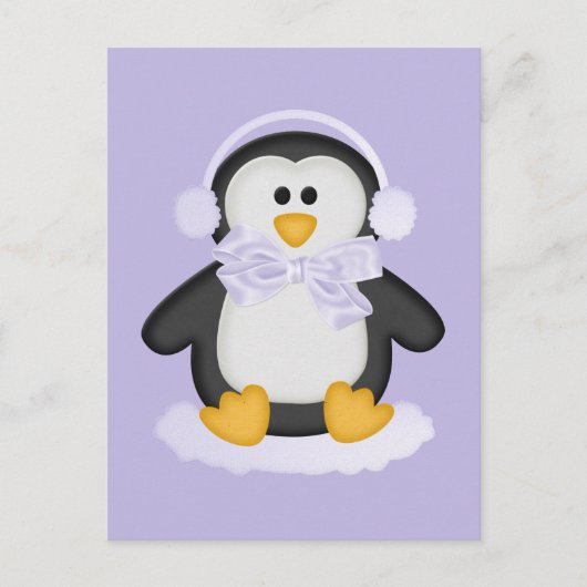 Cute Penguin met White Bow Briefkaart (Voorkant)