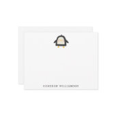 Cute Penguin Minimalist Personalized Stationery Notitiekaartje (Voorkant / Achterkant in situ)
