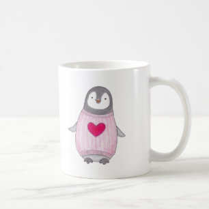 Cute Penguin Mok Personalized Penguin Heart Mok