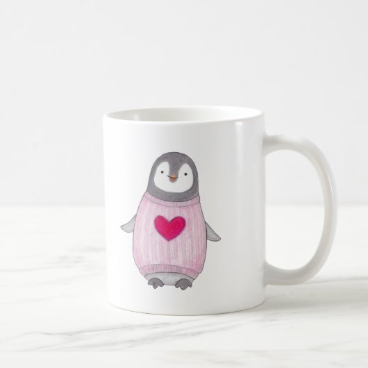 Cute Penguin Mok Personalized Penguin Heart Mok (Rechts)