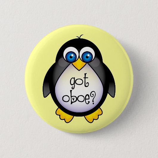Cute Penguin Music heeft Oboe Ronde Button 5,7 Cm (Voorkant)