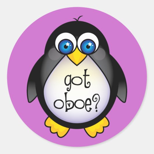 Cute Penguin Music heeft Oboe Ronde Sticker (Voorkant)