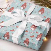 Cute Penguin Name Personalized Wrapping Paper Cadeaupapier