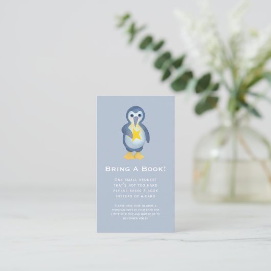 Cute Penguin North Star Baby shower Book Request Informatiekaartje (Staand voorkant)
